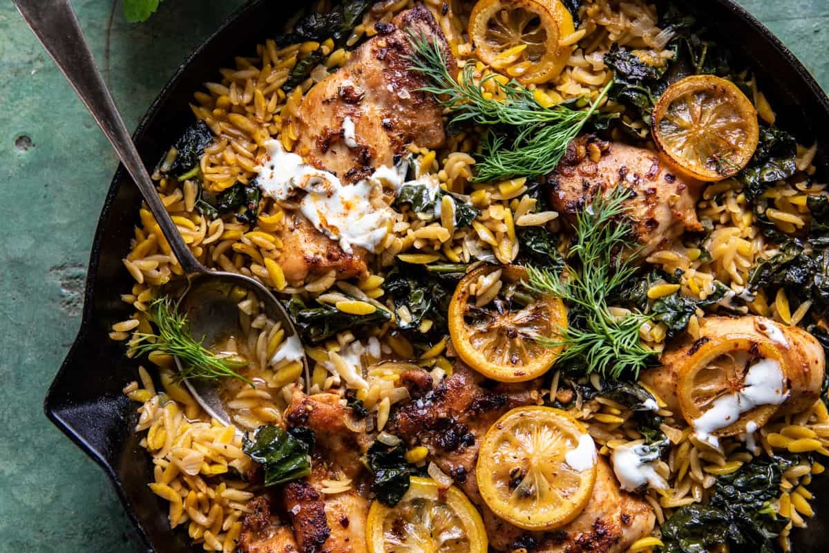 Skillet Lemon Chicken with Orzo